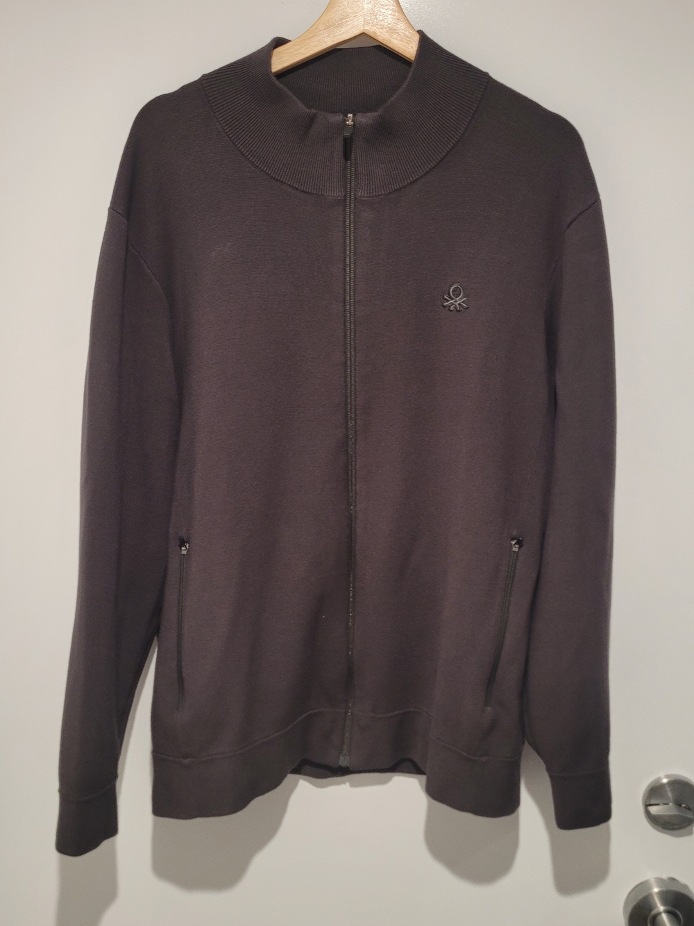 United Colors Of Benetton Men's Full-Zip Dark Brown Sweater Jacket
